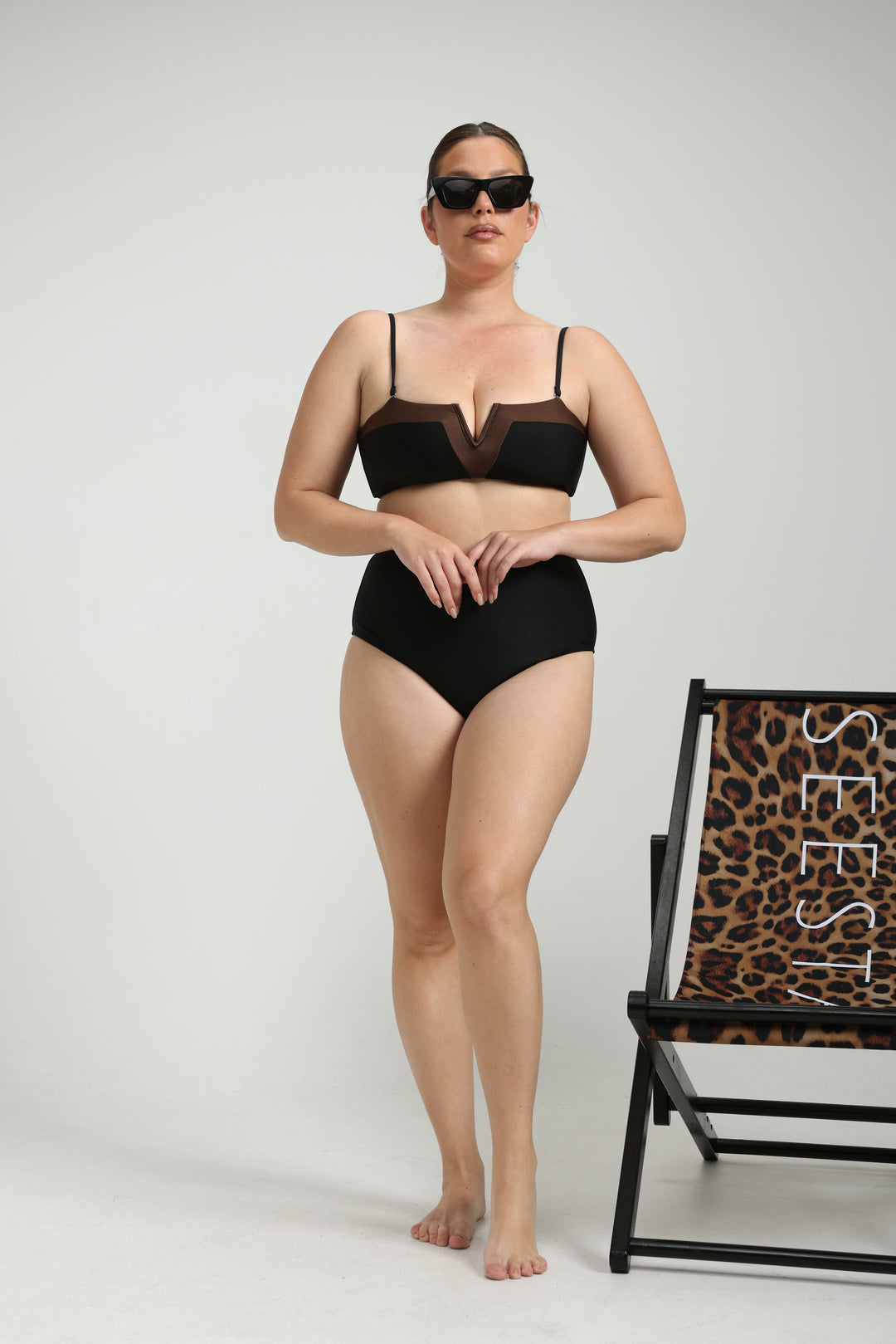 Cubism Black/Brown Bikini Top