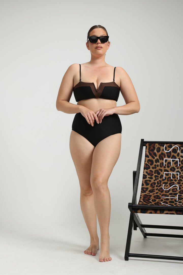 Cubism Black/Brown Bikini Top