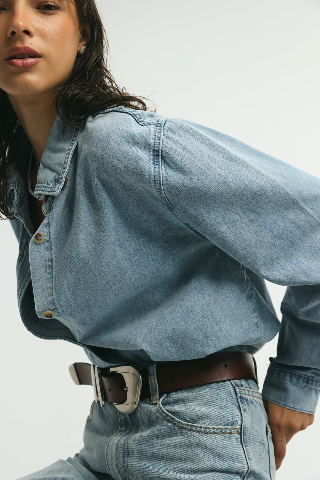 Leo Light Blue Denim Buttoned Shirt