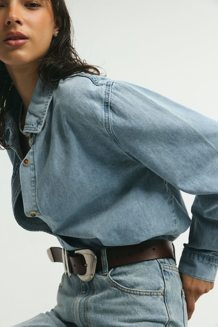 Leo Light Blue Denim Buttoned Shirt