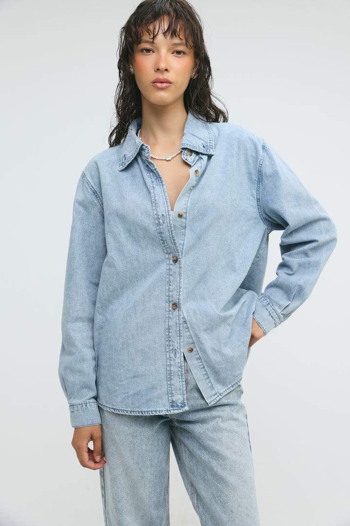 Leo Light Blue Denim Buttoned Shirt