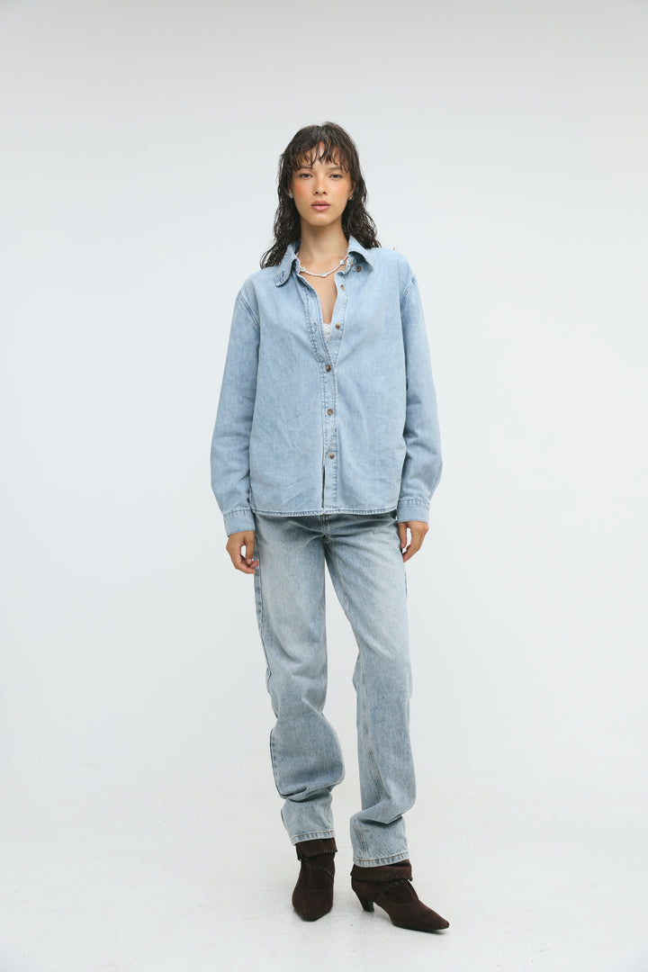 Leo Light Blue Denim Buttoned Shirt