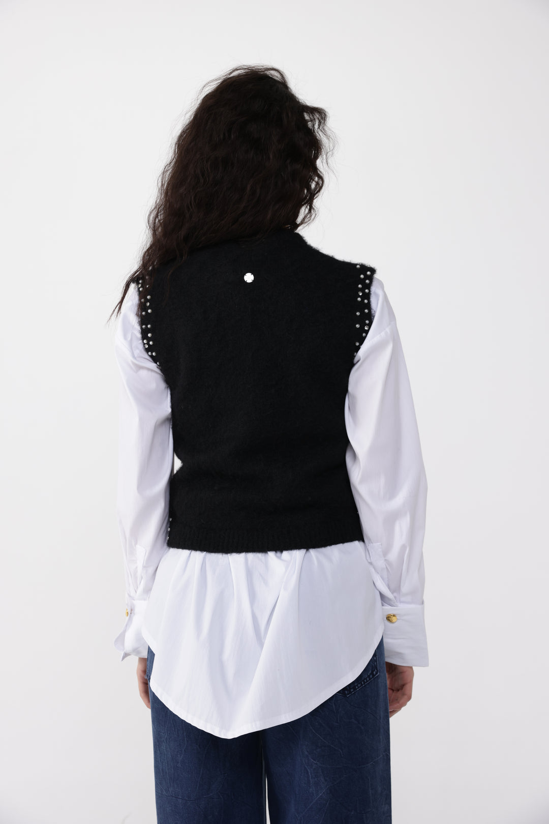 Pearls Black Knitted Vest