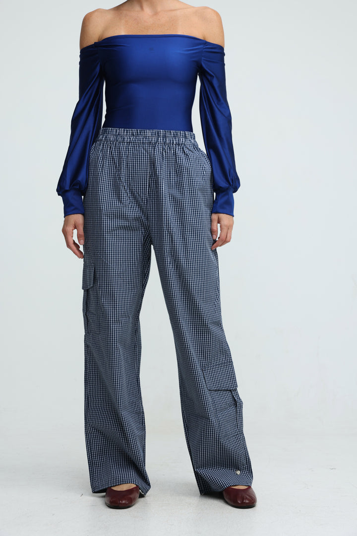Checked Cargo Navy Bottoms
