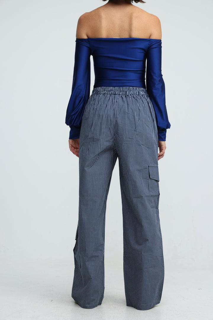 Checked Cargo Navy Bottoms