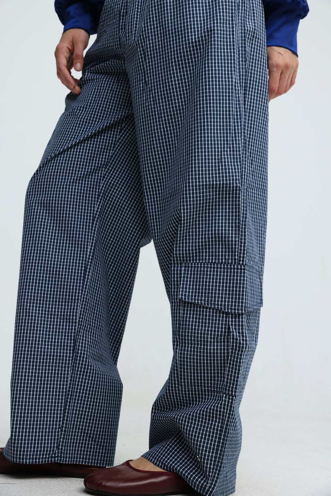 Checked Cargo Navy Bottoms