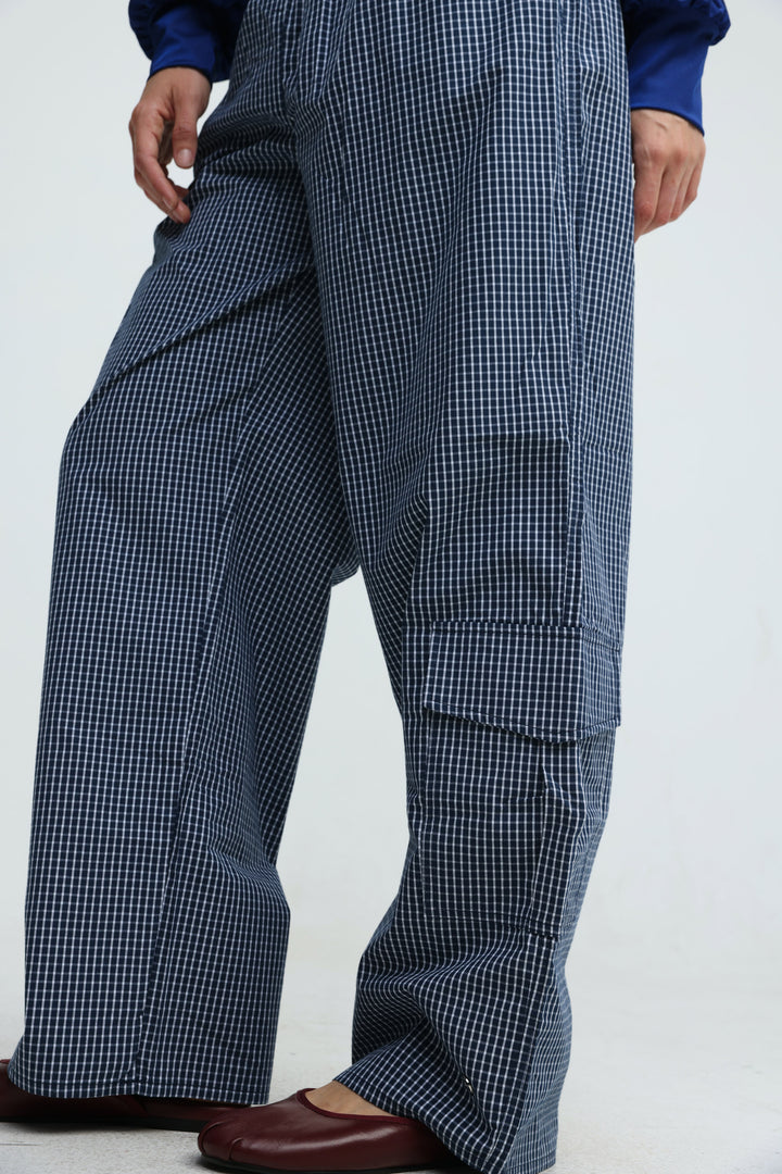 Checked Cargo Navy Bottoms