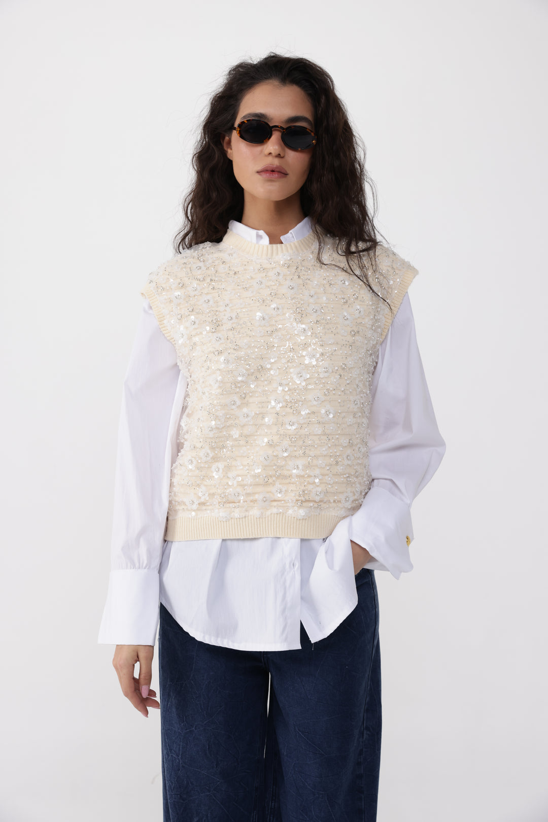 Blossom Cream Knitted Vest