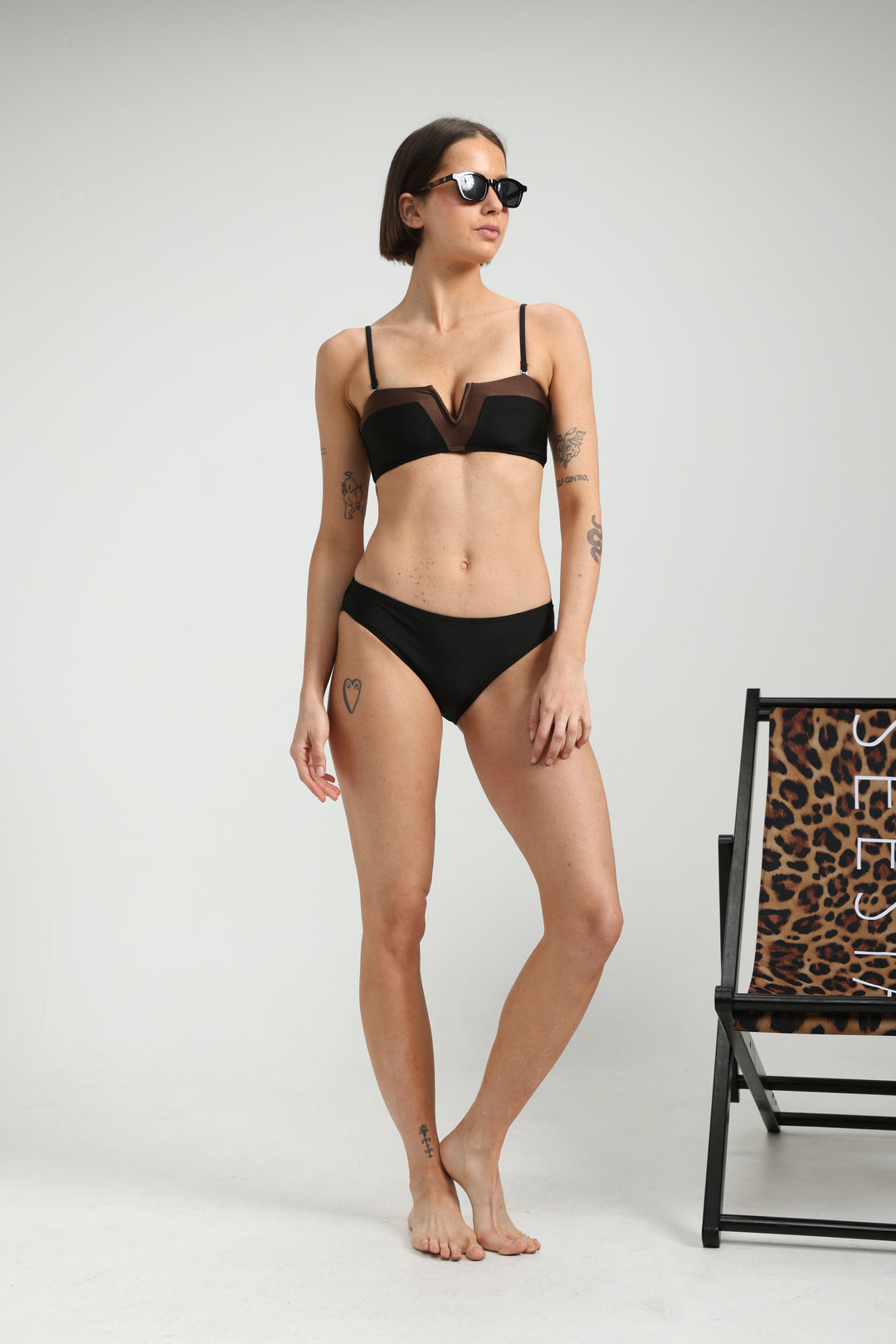 Cubism Black/Brown Bikini Top