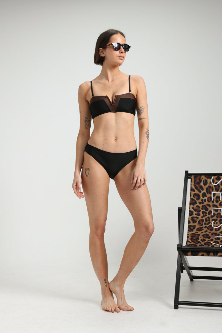 Cubism Black/Brown Bikini Top