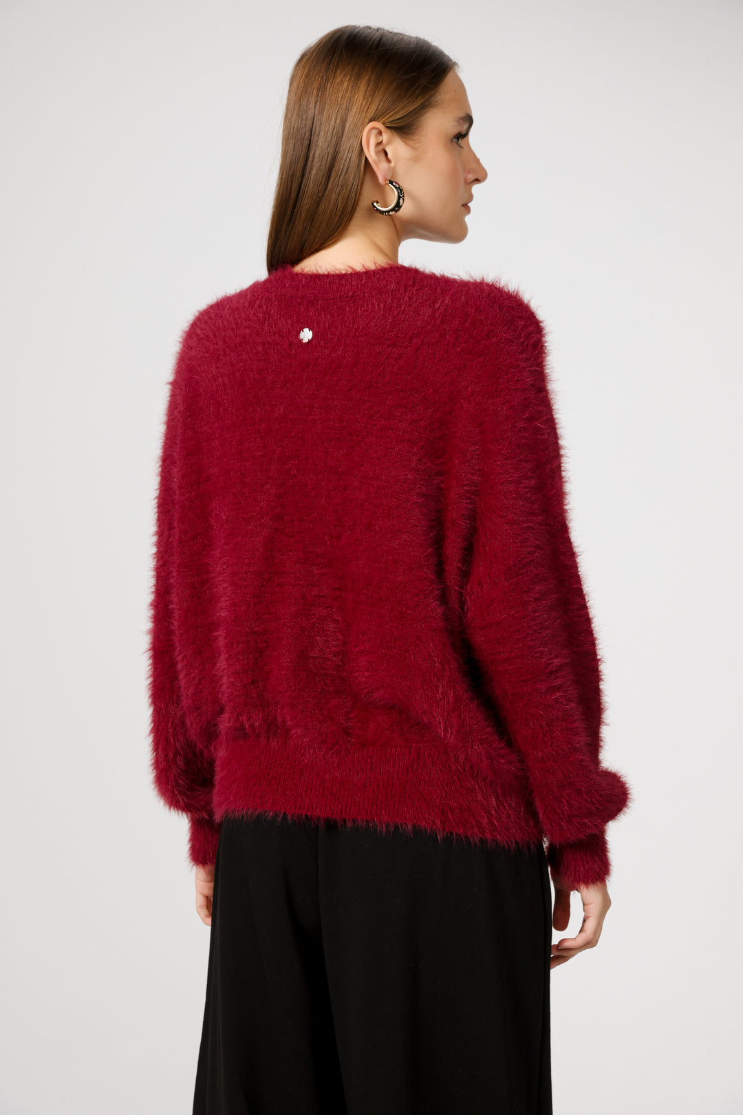 קרדיגן אדום גב Fuzzy Wine Cardigan 