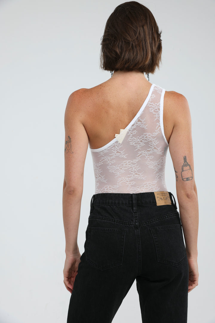 Muse White One Shoulder Bodysuit