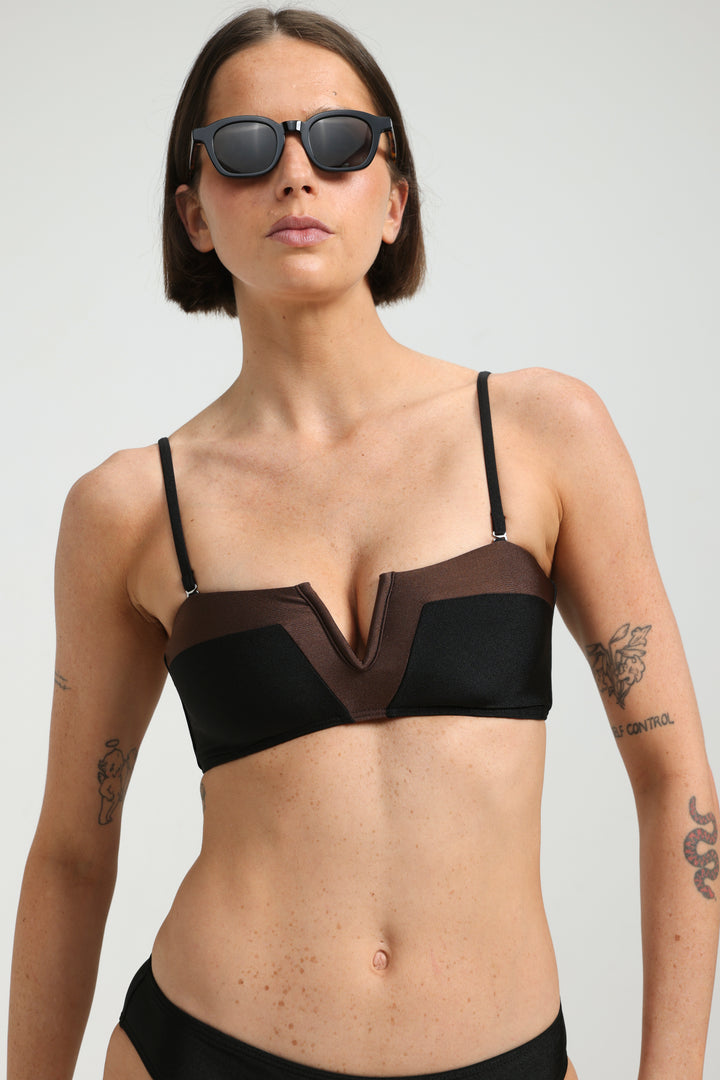 Cubism Black/Brown Bikini Top
