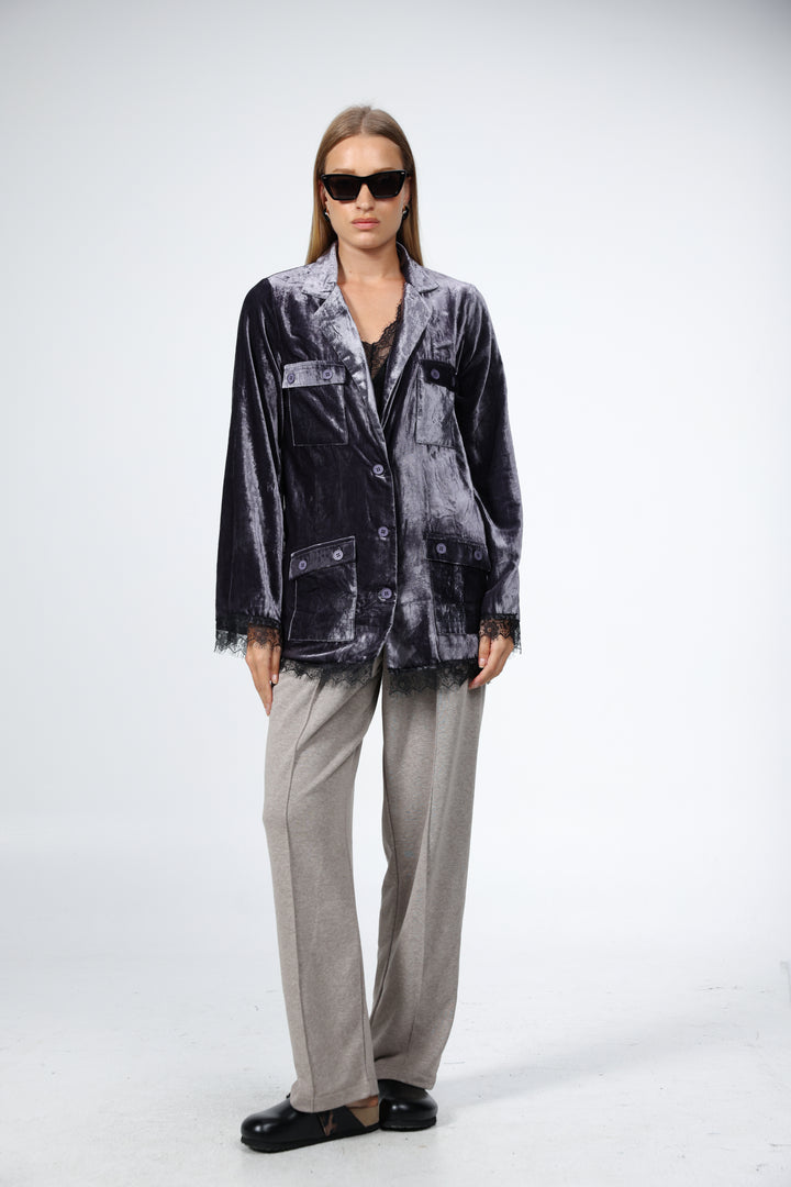 DNA Grey Velvet Blazer