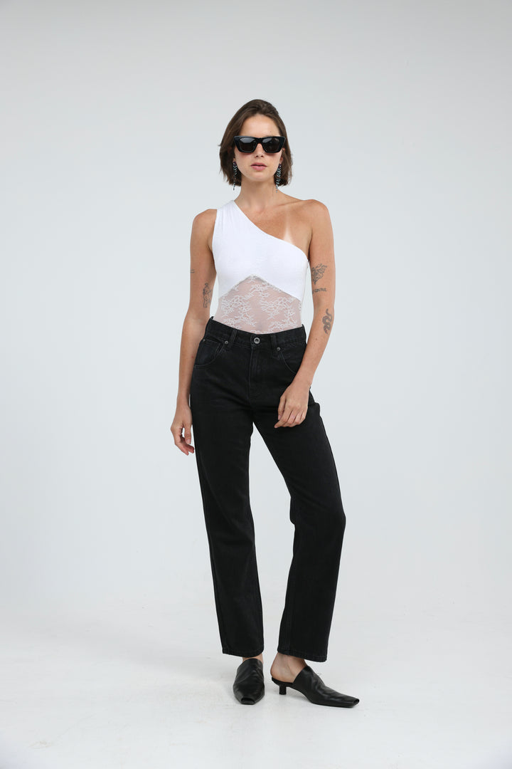 Muse White One Shoulder Bodysuit