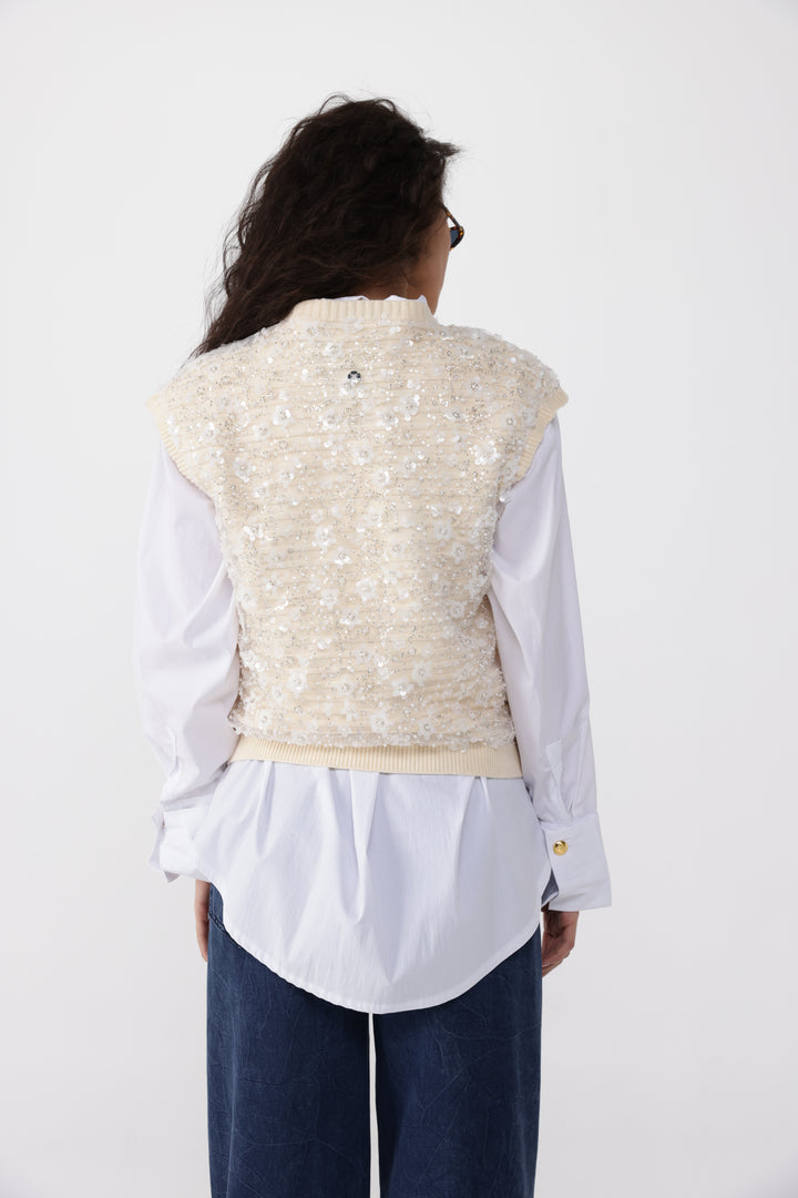 Blossom Cream Knitted Vest