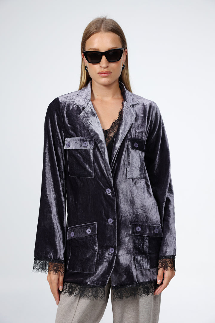 DNA Grey Velvet Blazer