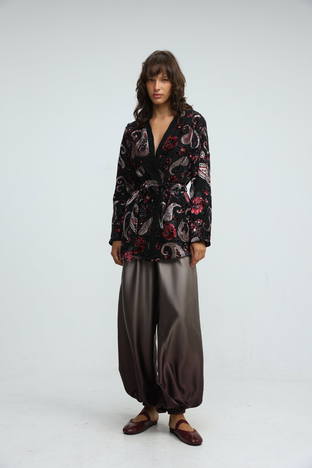 Incense Black Floral Kimono