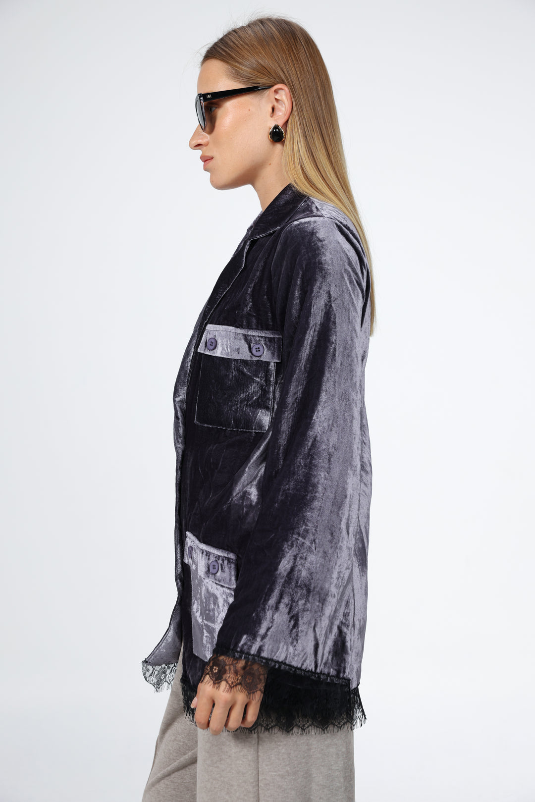 DNA Grey Velvet Blazer