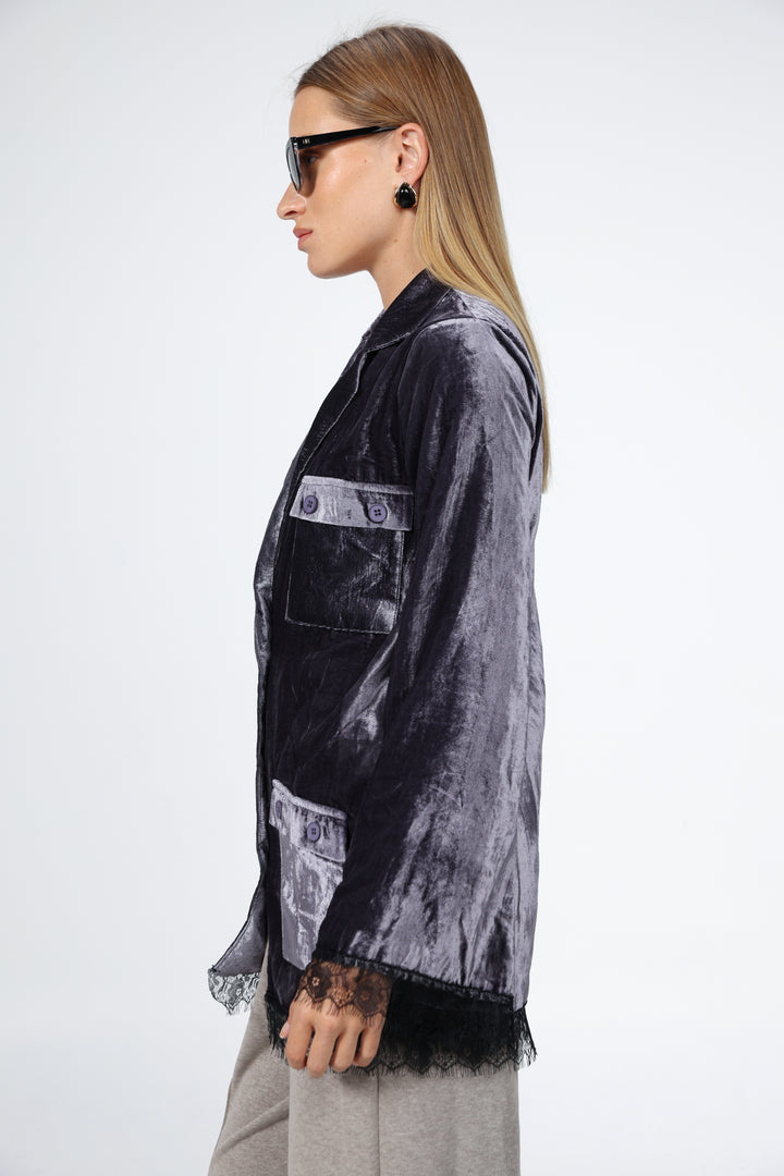 DNA Grey Velvet Blazer