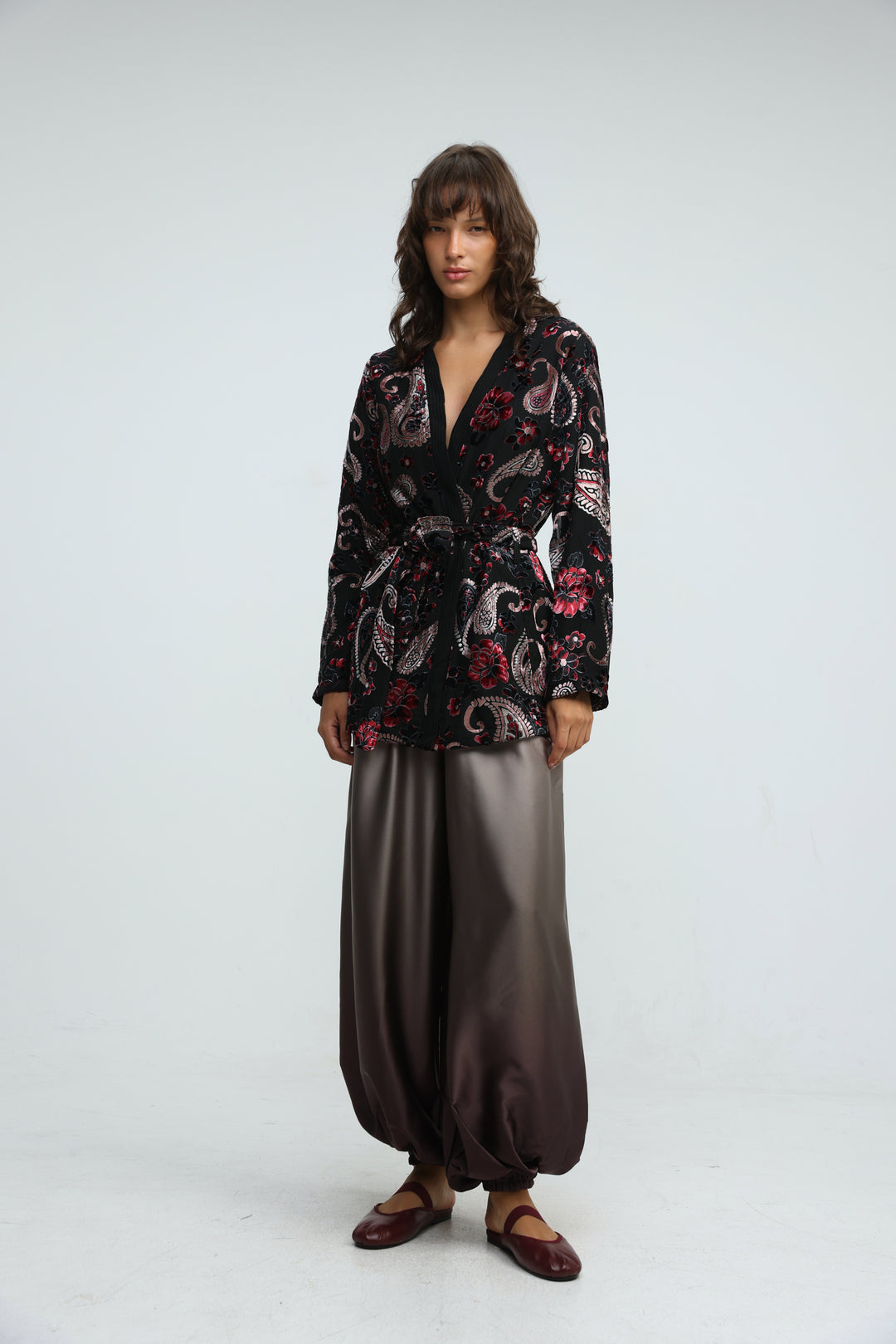 Incense Black Floral Kimono