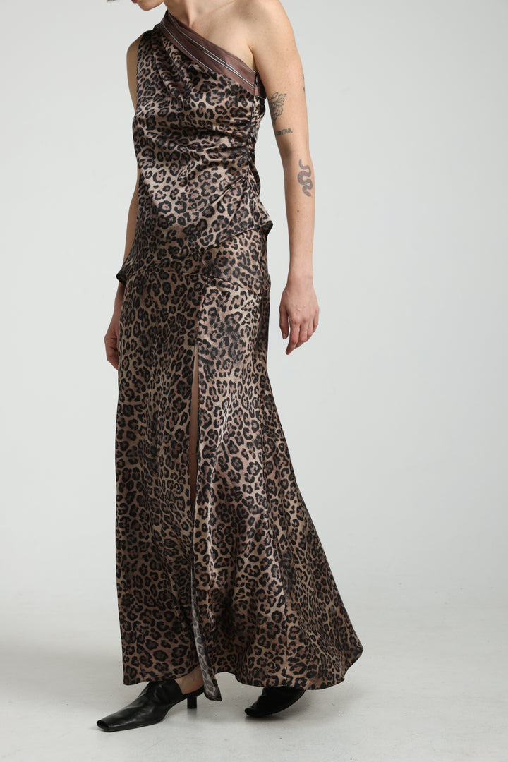 Leopard Satin Maxi Skirt
