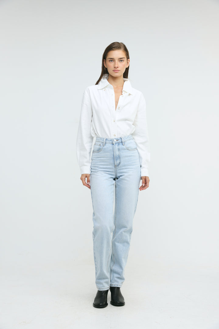 Leo Cream Denim Buttoned Shirt