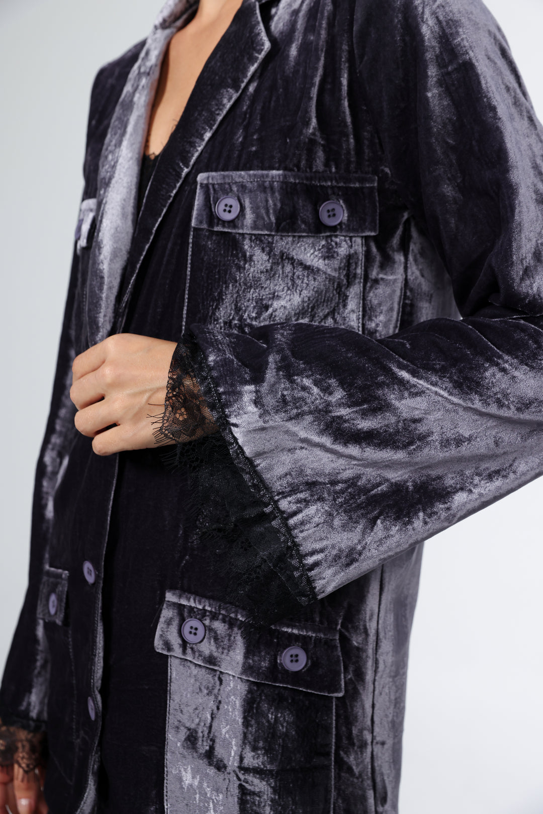 DNA Grey Velvet Blazer