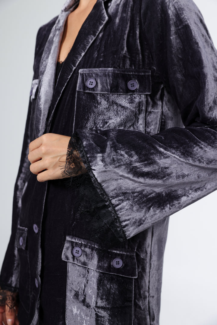 DNA Grey Velvet Blazer