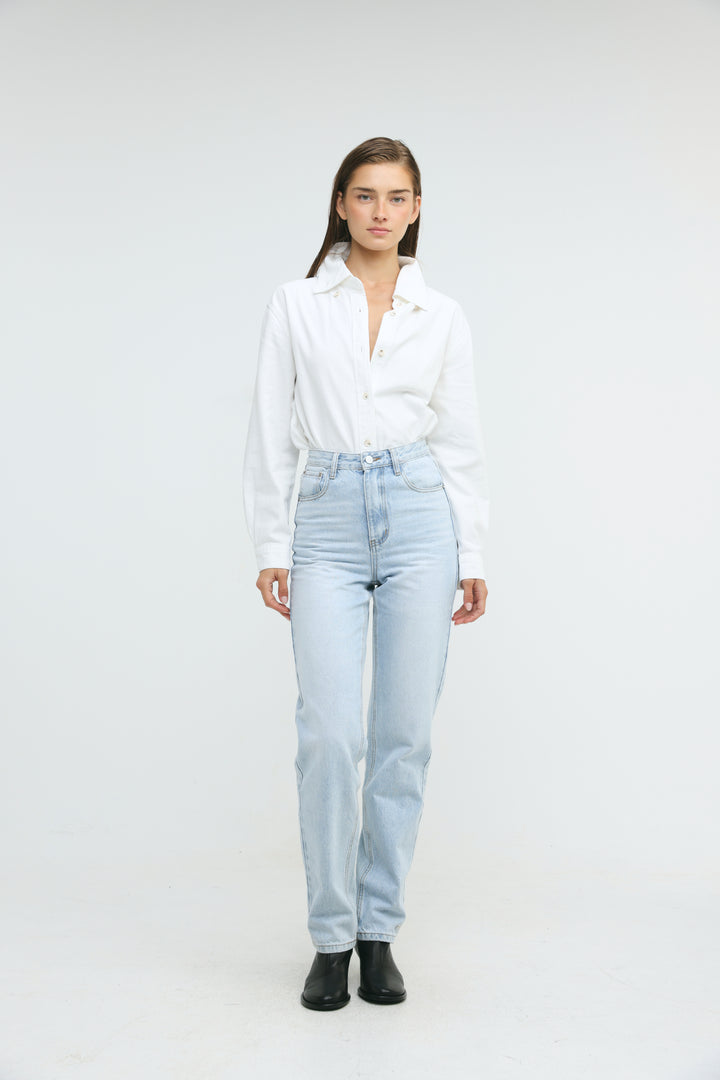 Leo Cream Denim Buttoned Shirt