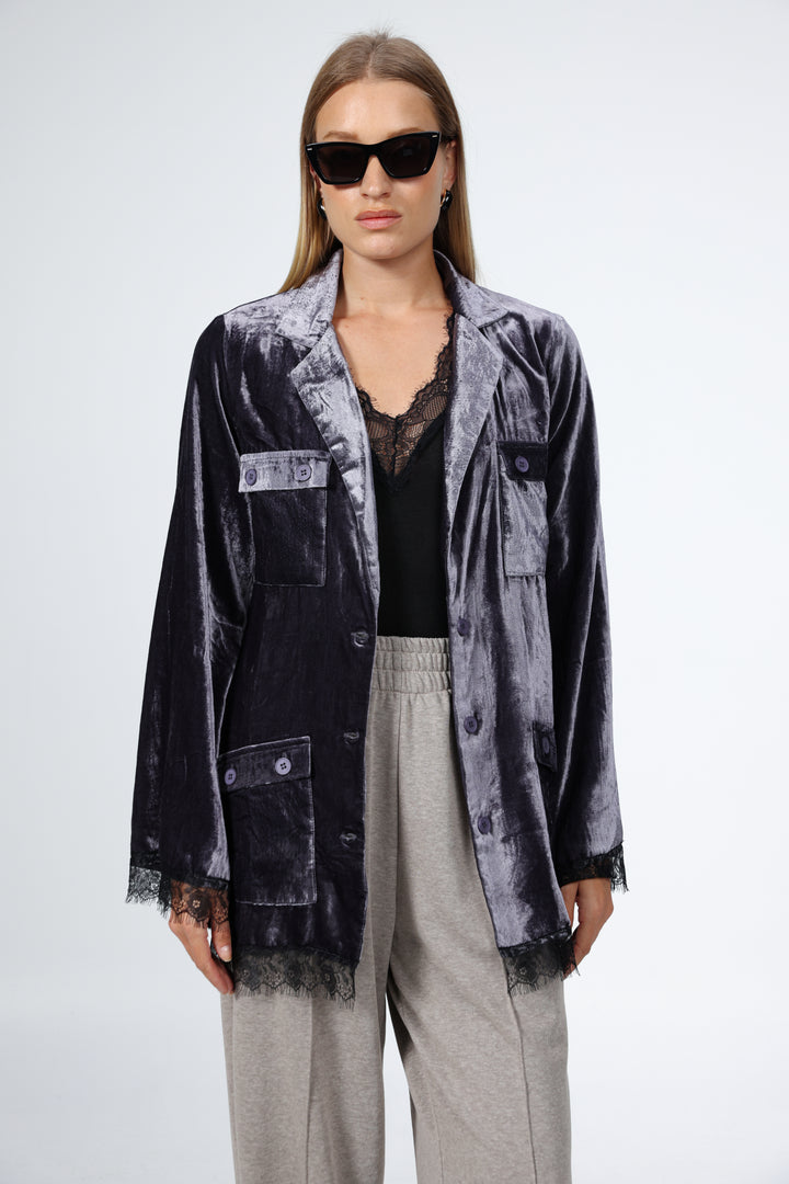 DNA Grey Velvet Blazer