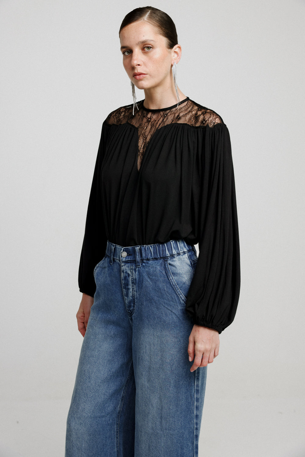 Heart V Black Lace Blouse