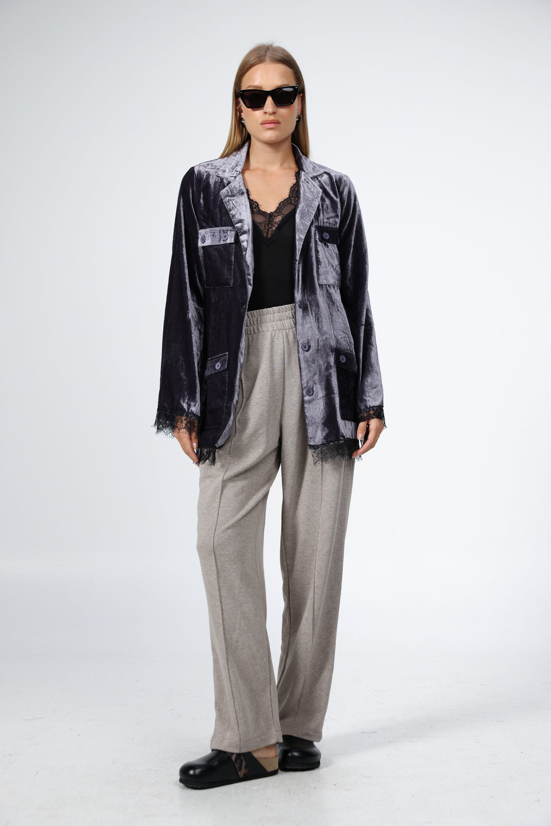 DNA Grey Velvet Blazer