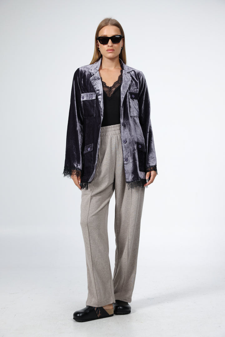 DNA Grey Velvet Blazer