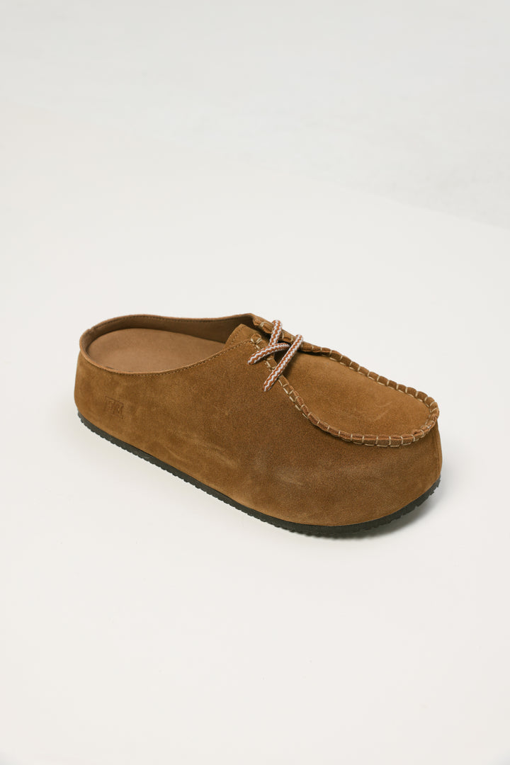 Camel Platform Moccasin Mules