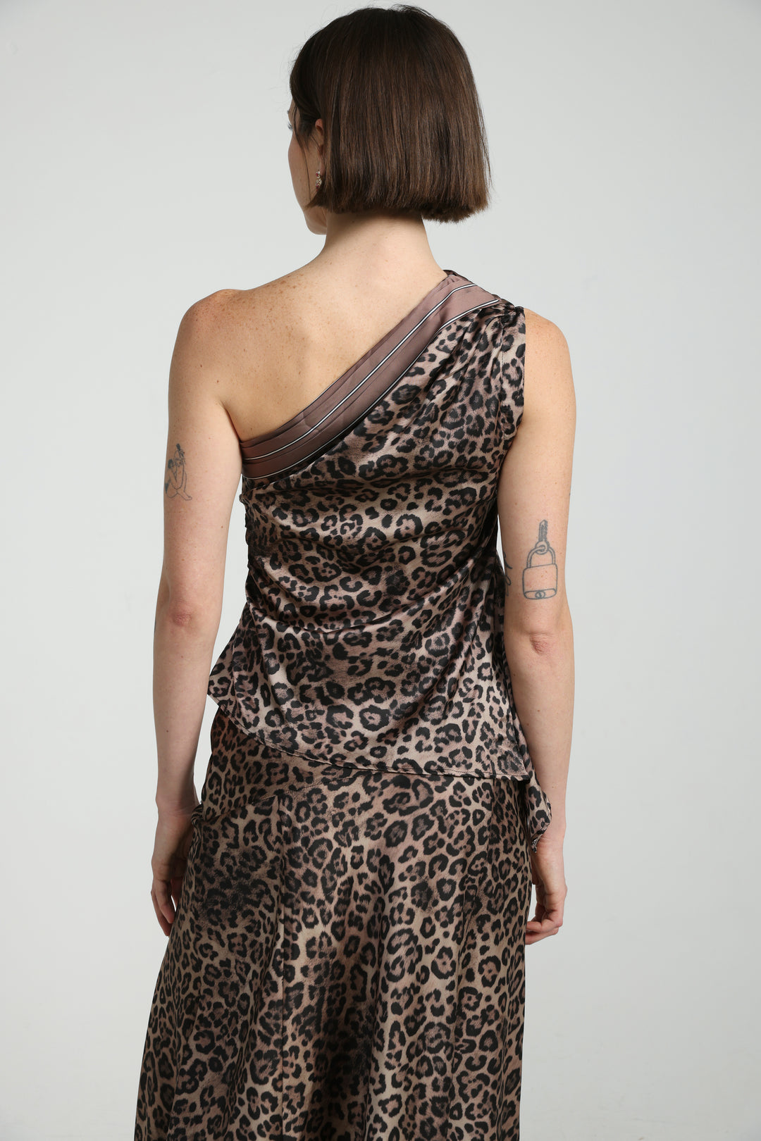 Leopard One Shoulder Satin Top