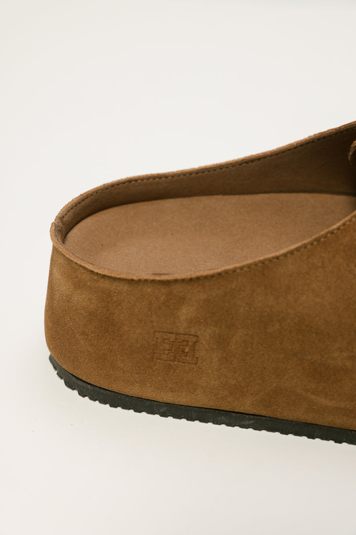 Camel Platform Moccasin Mules
