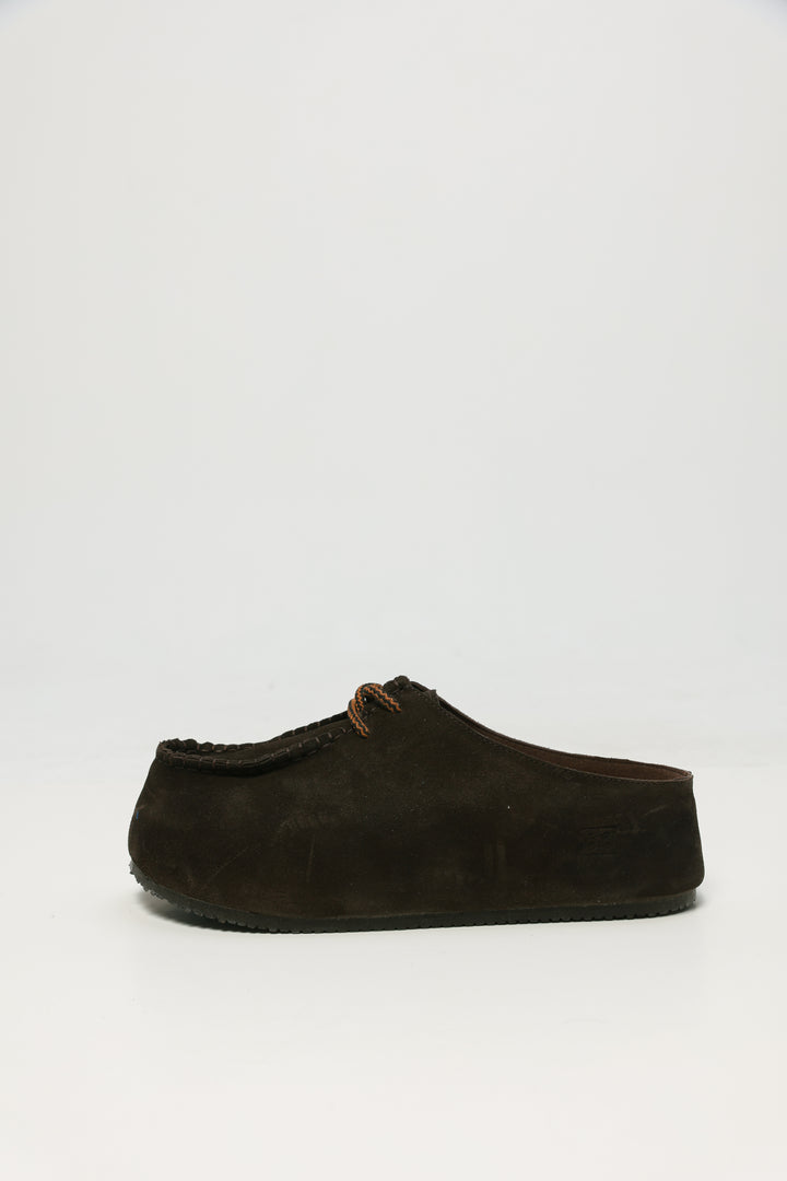 Brown Platform Moccasin Mules