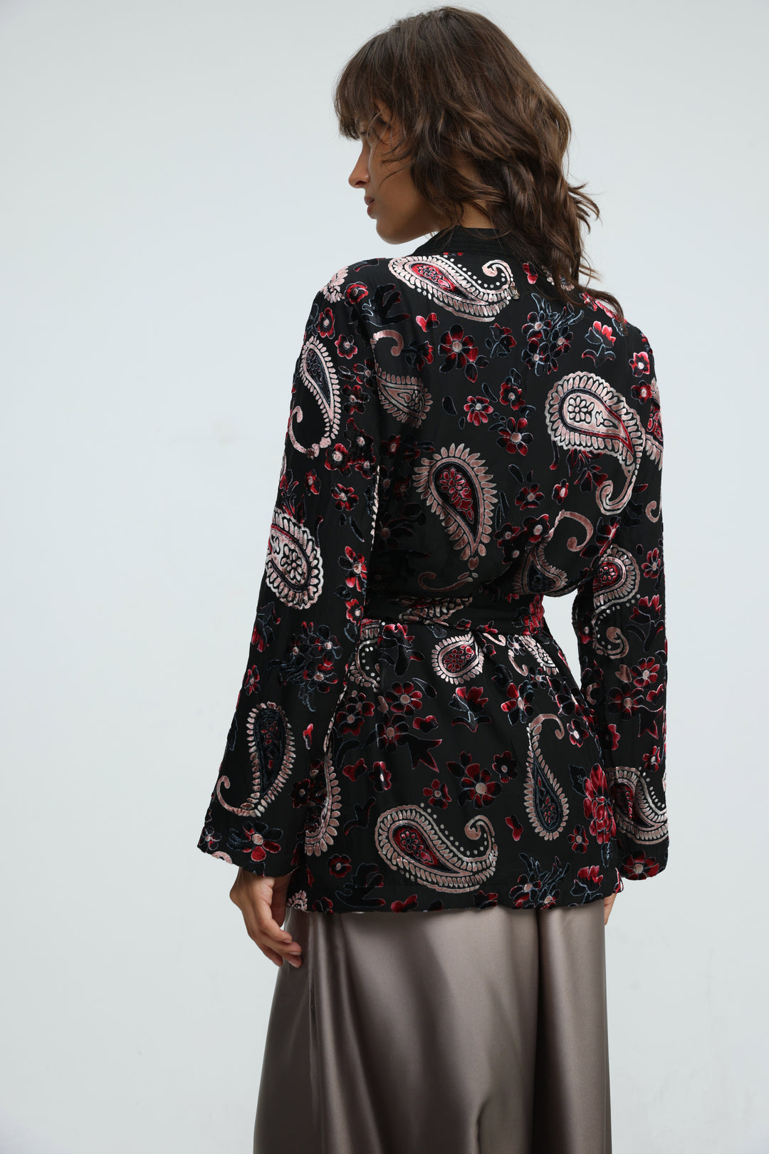 Incense Black Floral Kimono