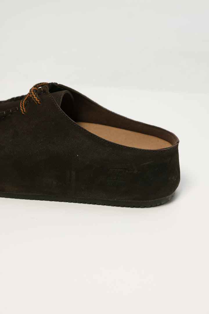 Brown Platform Moccasin Mules