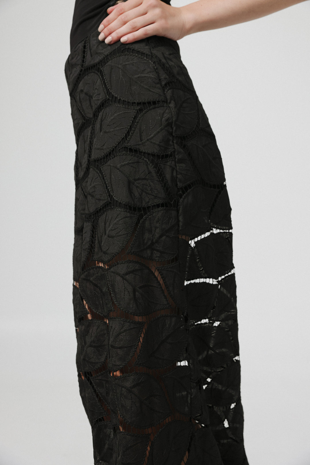 Leaves Black Maxi Skirt