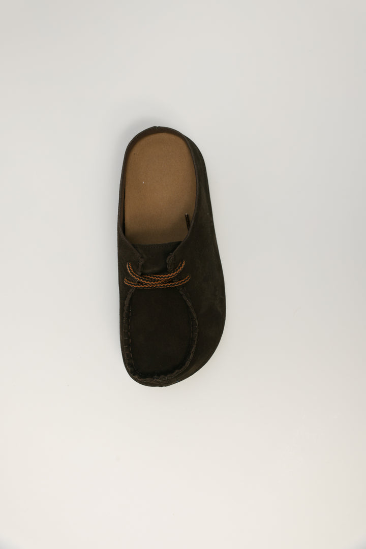 Brown Platform Moccasin Mules