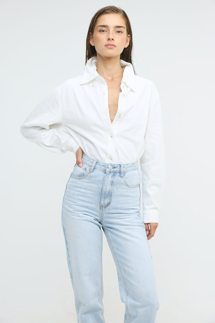 Leo Cream Denim Buttoned Shirt