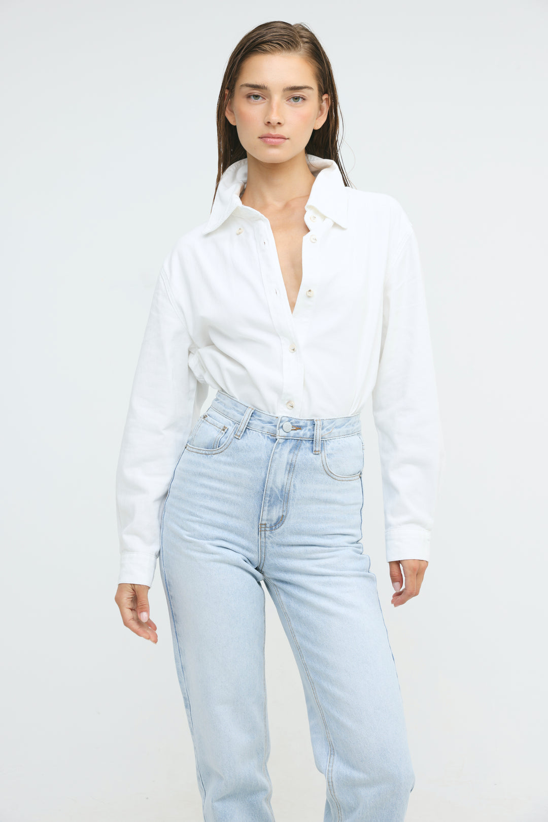 Leo Cream Denim Buttoned Shirt
