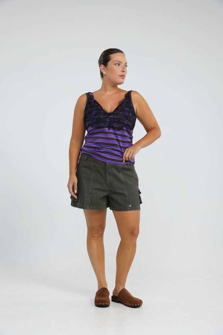 Airy Purple Lace Tank