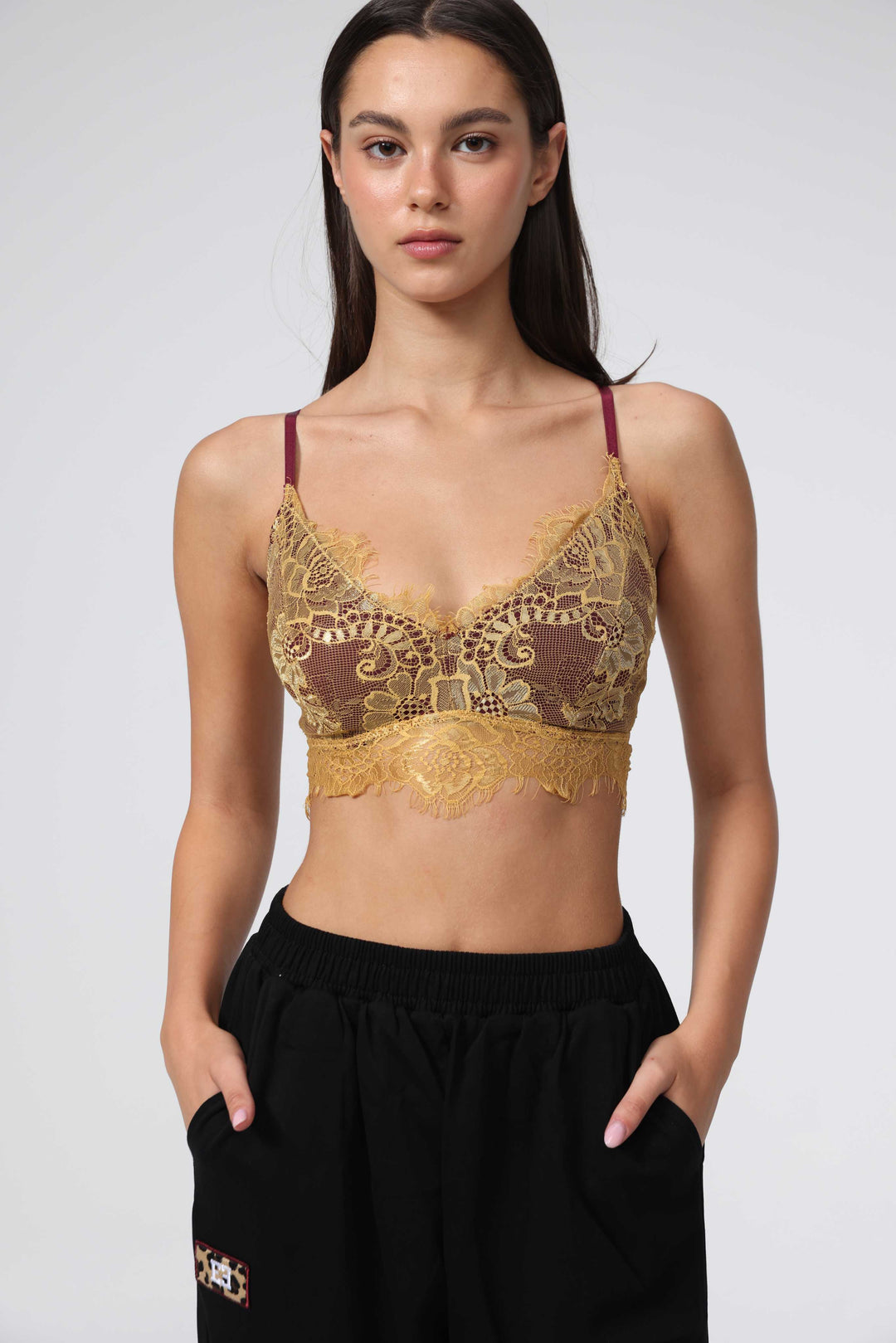 Matcha Wine/Gold Bralette