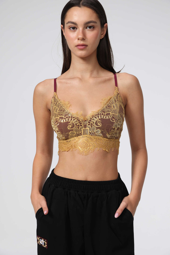 Matcha Wine/Gold Bralette