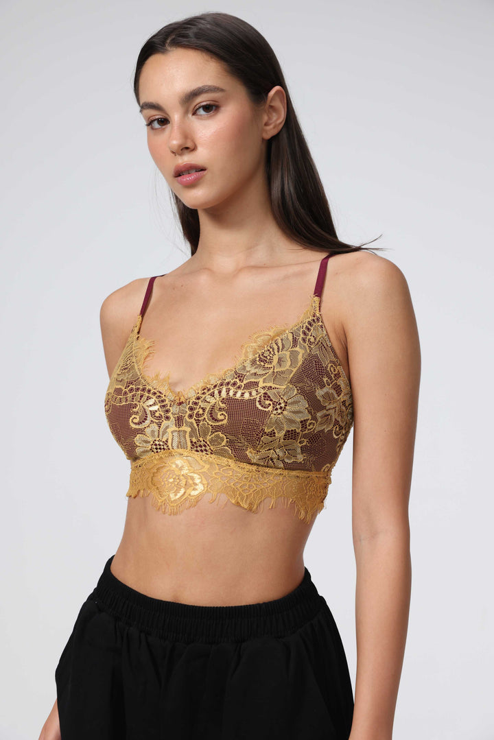 Matcha Wine/Gold Bralette
