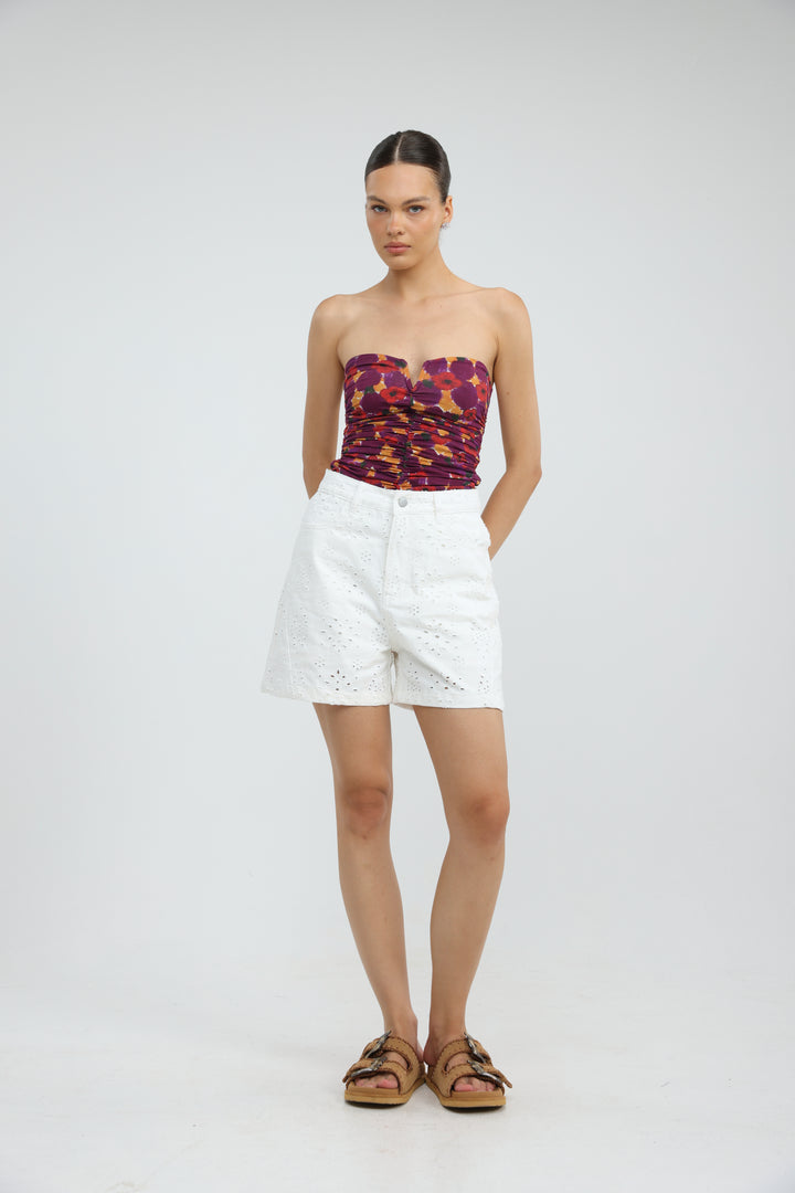 Star 641 White Denim Shorts