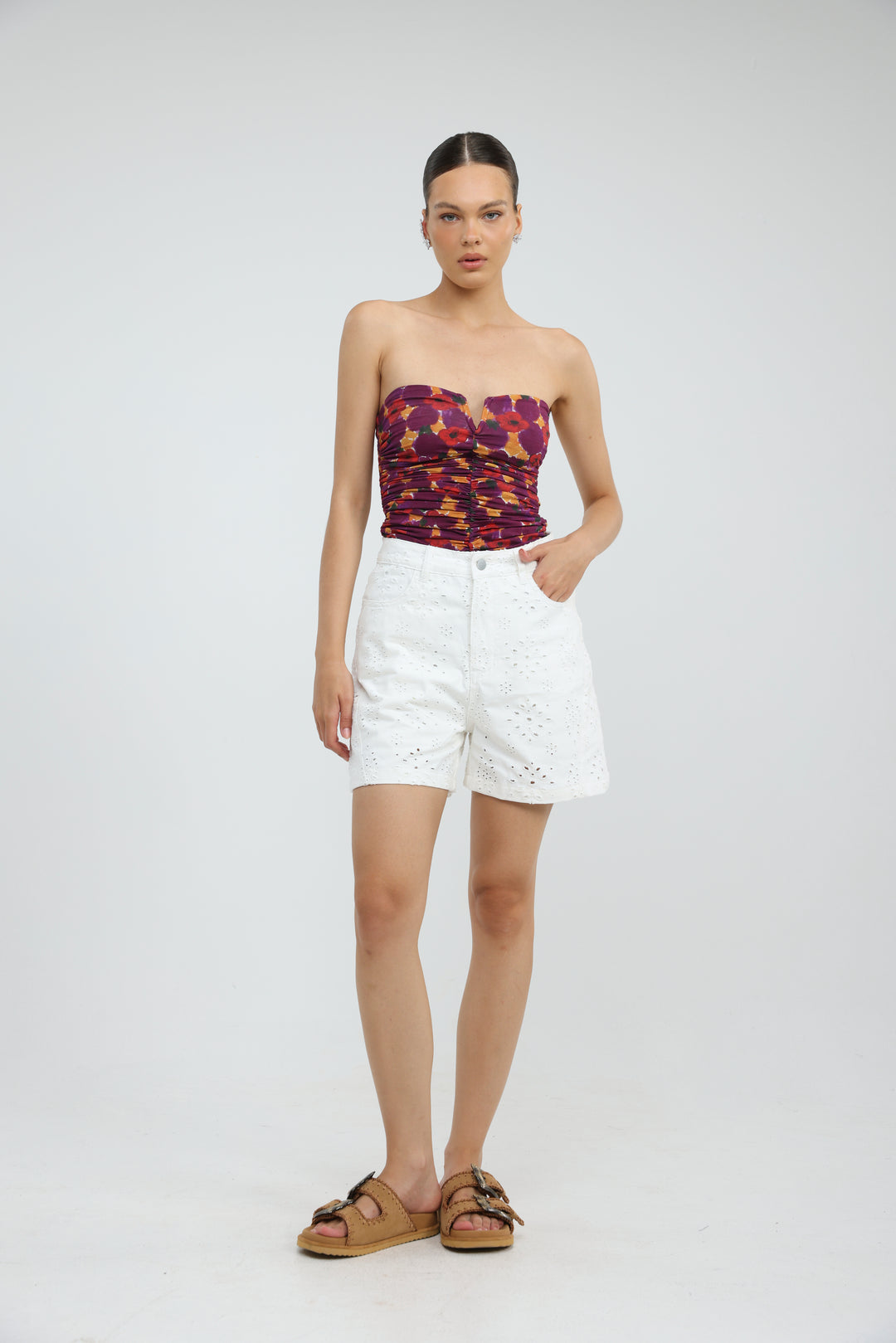 Star 641 White Denim Shorts